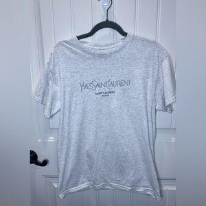 Saint Laurent Light Gray Short Sleeve Tee Medium